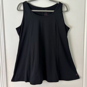 Any Age Activewear 2X black anti muffin top tank with wide sweep